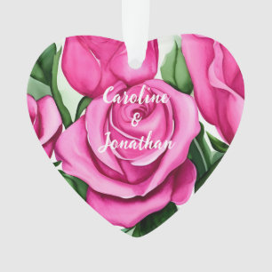 Waterverf Rozen Verloving Ornament