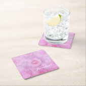 Waterverf rozen vierkante kartonnen onderzetter (Insitu)