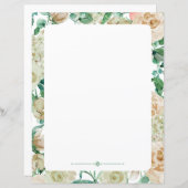 Waterverf rozen voor flessenschrijfpapier crème (Voorkant / Achterkant)