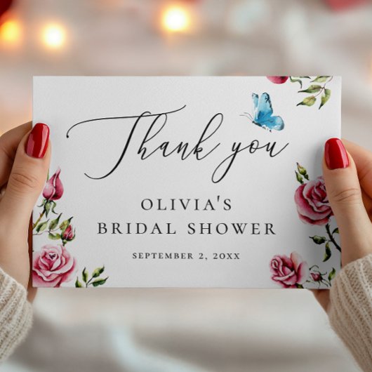 Waterverf Rozen Vrijgezellenfeest | Elegante bloem Bedankkaart