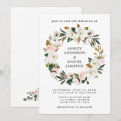 Waterverf Rozen Witte Magnolias Wreator Kaart (Voorkant / Achterkant)