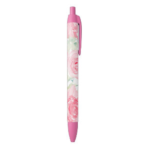 Waterverf rozen zwarte inkt pen