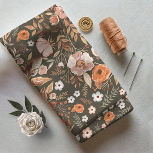 Waterverf Rozenbottels en Rozen Floral Apricot ID4 Stof