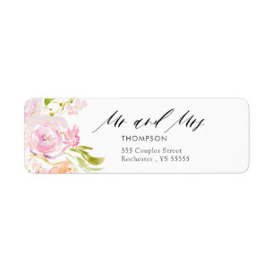 Waterverf rozenbouquet etiket