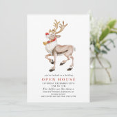 Waterverf RrendierCHRISTMAS HOLIDAY OPEN HUUSE Kaart (Staand voorkant)