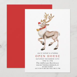 Waterverf RrendierCHRISTMAS HOLIDAY OPEN HUUSE Kaart