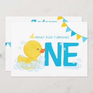 Waterverf Rubber Duck Dubbelzijdig 1e Verjaardag Kaart