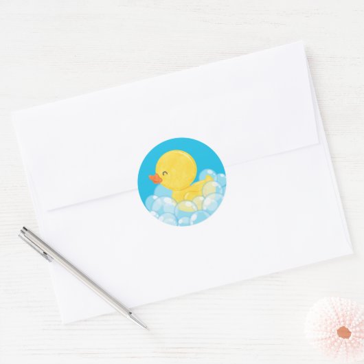 Waterverf Rubber Duck Party Ronde Stickers (Envelop)