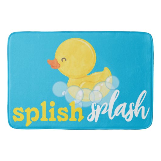 Waterverf Rubber Duck Splish Blauw Badmat (Voorkant)