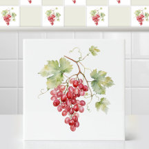 Waterverf Ruby Rode Champagne Druivenbladeren