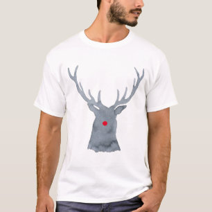Waterverf Rudolph herten silhouet kerst T-shirt