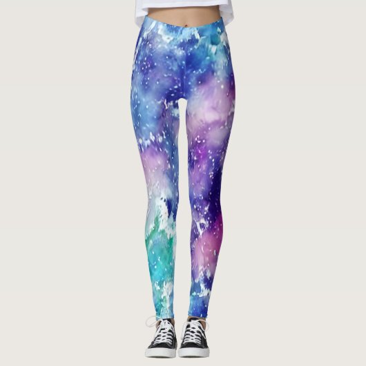 Waterverf ruimte leggins leggings (Voorkant)