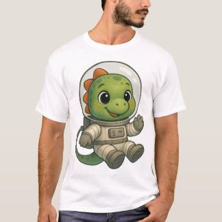 Waterverf Ruimtevaarder Dinosaur Cute Ruimte Verke T-shirt
