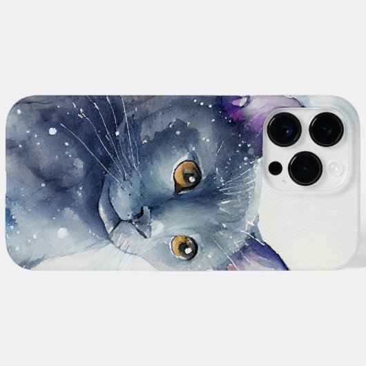 Waterverf RUSSISCHE BLAUWE CAT Case-Mate iPhone Case (Achterkant (horizontaal))