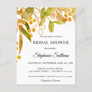 Waterverf Rust Bridal Shower Invitation Briefkaart