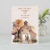 Waterverf Rustic Barn Wedding Folie Uitnodiging (Staand Voorkant)