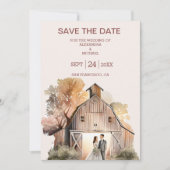 Waterverf Rustic Barn Wedding Save The Date (Voorkant)