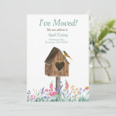 Waterverf Rustic Birdhouse Moving Announding Aankondiging (Staand voorkant)