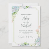 Waterverf Rustic Blue Flower & Botanical Invitatio Kaart (Voorkant)