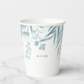 Waterverf Rustic Blue Wild Meadow Wedding Papieren Bekers (Achterkant)