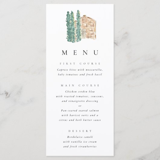 Waterverf Rustic Cypress Trees Wedding Menu (Voorkant)