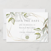 Waterverf Rustic Dusty Sage Foliage Sparen de Datu Kaart (Voorkant)