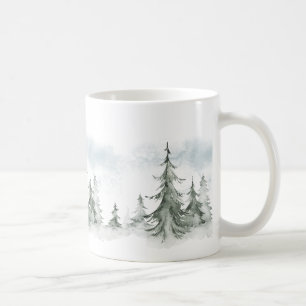 Waterverf Rustic Fir Trees Forest Winter Koffiemok