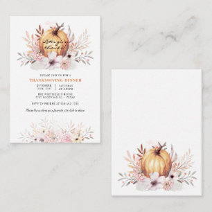 Waterverf Rustic Floral Pumpkin Thanksgiving Notitiekaartje