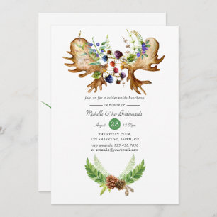 Waterverf Rustic Forest Bridesmaids Luncheon Kaart