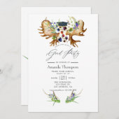 Waterverf Rustic Forest Graduation Party Kaart (Voorkant / Achterkant)