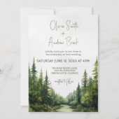 Waterverf Rustic Forest Mountain Natuur bruiloft Kaart (Voorkant)