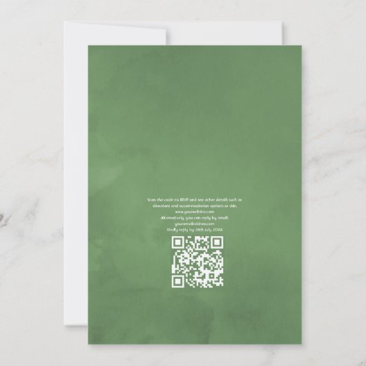 Waterverf Rustic Forest QR Code RSVP Wedding Kaart (Achterkant)
