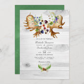 Waterverf Rustic Forest QR Code RSVP Wedding Kaart (Voorkant / Achterkant)