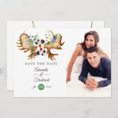 Waterverf Rustic Forest Wedding Save The Date (Voorkant / Achterkant)