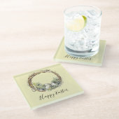 Waterverf Rustic Grapevine & Egg Nest Pasen Glazen Onderzetter (Schuin)