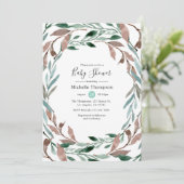 Waterverf Rustic Greenery Winter Baby shower Kaart (Staand voorkant)