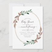 Waterverf Rustic Greenery Winter Baby shower Kaart (Voorkant)