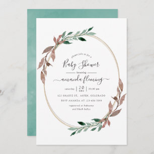 Waterverf Rustic Greenery Winter Baby shower Kaart