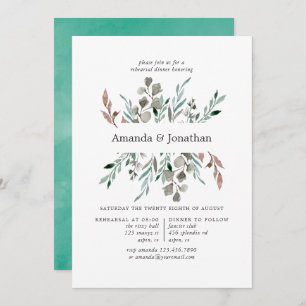 Waterverf Rustic Greenery Winter Rehearsal Dinner Kaart