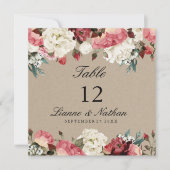 Waterverf Rustic Peony Floral Table + Menu Kaart (Voorkant)
