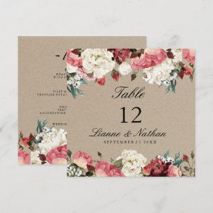 Waterverf Rustic Peony Floral Table + Menu Kaart