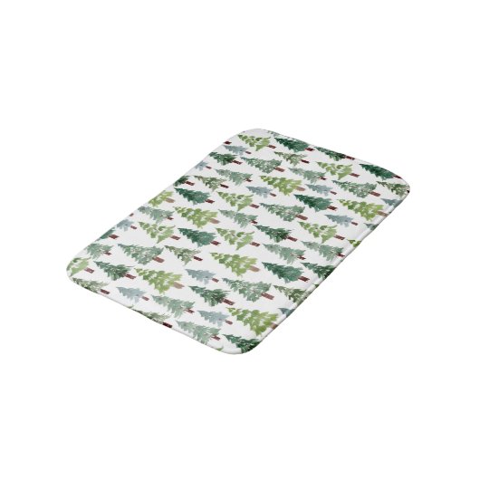 Waterverf Rustic Pine Forest Pattern Winter   Badmat (Gekanteld)