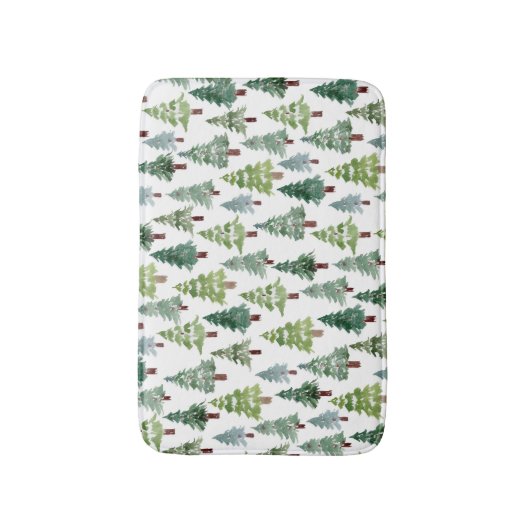 Waterverf Rustic Pine Forest Pattern Winter   Badmat (Voorkant Verticaal)