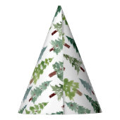 Waterverf Rustic Pine Forest Pattern Winter   Feesthoedjes (Achterkant)