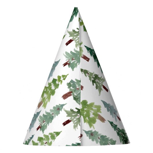 Waterverf Rustic Pine Forest Pattern Winter   Feesthoedjes (Achterkant)