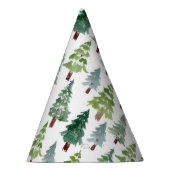 Waterverf Rustic Pine Forest Pattern Winter   Feesthoedjes (Rechts)