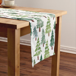 Waterverf Rustic Pine Forest Pattern Winter  Korte Tafelloper