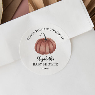 Waterverf Rustic Pumpkin Dank u Baby shower Ronde Sticker