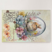 Waterverf Rustic Rabbit Easter Egg Floral Legpuzzel (Horizontaal)