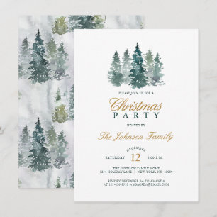 Waterverf Rustic Spruce Pine Tree-kerstfeest Kaart